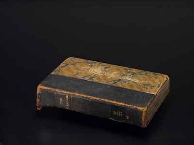 A book with gilt title.